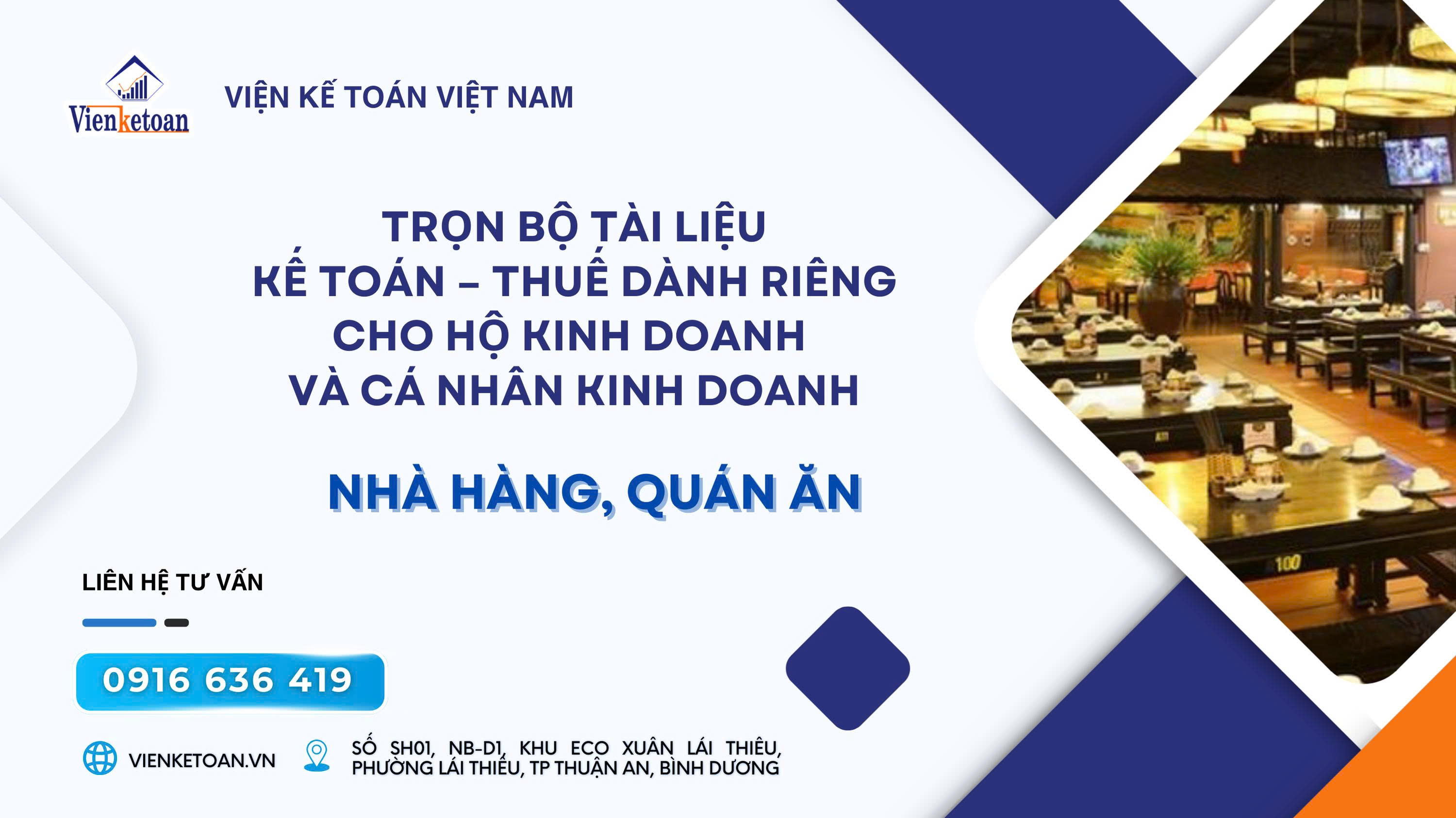Bộ tài liệu dành cho Hộ kinh doanh, Cá nhân kinh doanh nhà hàng quán ăn
